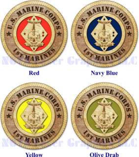 Marine Corps 1st Marines Skull Birch Wall Plaque  