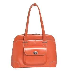  MCKLEIN AVON 96650 Orange Leather Ladies Briefcase Bag 