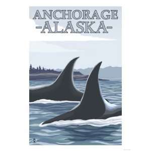  Orca Whales #1, Anchorage, Alaska Giclee Poster Print 