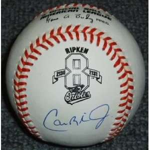  Signed Cal Ripken Jr. Baseball   #8 Logo Sports 