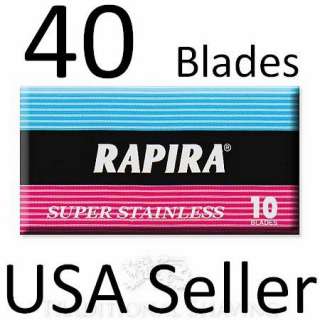 40 Blades RAPIRA SUPER STAINLESS STEEL Double Edge Safety Razor Pack 