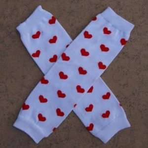   Legs Baby Toddler Leg Warmers   Lots of Love   White with Red Hearts
