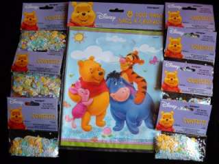 WINNIE the POOH BIRTHDAY PARTY 8 LOOT BAGS 8 CONFETTI  
