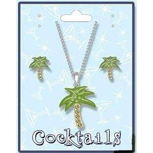  Palm Tree Crystal Necklace and Earring Set Everything 