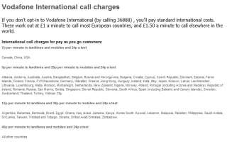 Vodafone International   Call 36888 to add cheap international calls 