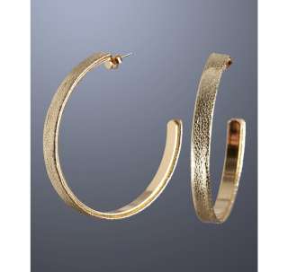 Max metallic gold leather hoop earrings