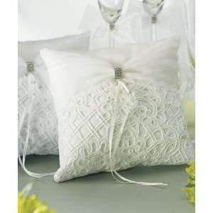  Bridal Tapestry Square Ring Pillow   Ivory