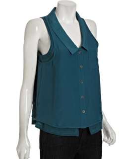 BCBGeneration cerulean woven sleeveless button front blouse