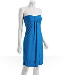 Bags electric blue jersey banded strapless dress   