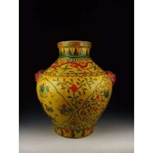  one Red&Green Yellow Coloring Porcelain Vase, Chinese Antique 