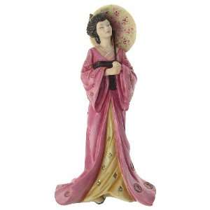   inch Japanese Geisha lady figurine pink kimono   F372