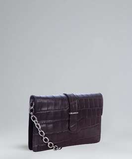 Furla coffee croc embossed Greta convertible clutch