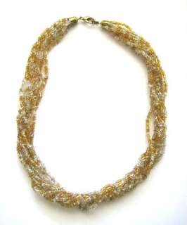 Vintage Multi Strand Tiny Glass Bead Choker Necklace  