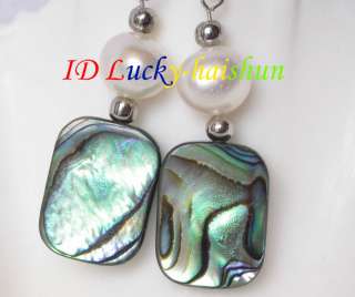 Dangle Multicolor Abalone shell white pearl Earring  