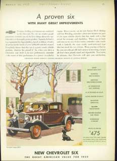 1932 Chevrolet Sport Coupe Color Vintage Automobile Ad  