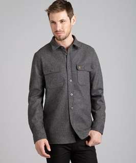 Farah charcoal wool blend The Earnest button front shirt