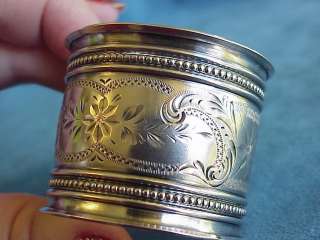   Bright Cut Victorian PHIL TO NANNIE Sterling Silver Napkin Ring  