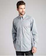 Gitman Bros. light blue plaid cotton sport shirt style# 318709801
