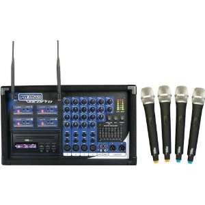   MAN 4 Channel Wireless Microphone Powered Mixer Musical Instruments