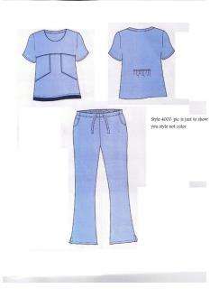   Hospital Scrub Top Flare Pant set Medical uniform Navy Blue / Ciel