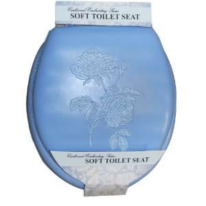   EMBROIDERED TWO FLOWERS STANDARD ROUND CUSHION PADDED SOFT TOILET SEAT