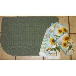 Green Slice Rug with Sunflower Set of Dish Towels,Pot 