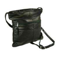 NEW Genuine LEATHER Lambskin CROSS BODY Bag BLACK Handbag PURSE 