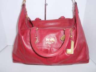 Coach Madison Large Leather Cherry Sabrina 12949 Red Satchel Handbag 