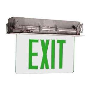 GXREDU1GCA EM Edge Lit Recessed Exit Sign w/ Aluminum Housing, Green 