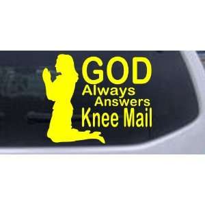  Yellow 12in X 9.8in    God Always Answers Knee Mail Woman 