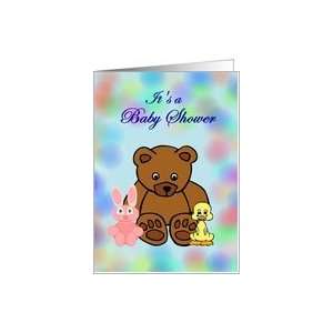  Baby Shower Invitation with Bear, Duck and Bunny Card 