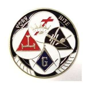 York Rite 4 Logo Masonic 3 Motorcycle / Auto Car Emblem Sticker Badge 