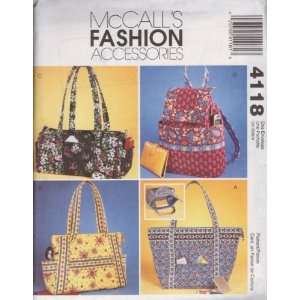  McCalls Fashion Accessories Pattern 4118 for Bags 