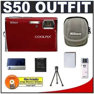  Nikon Coolpix S50 7.2 Megapixel Digital Camera (Red) with 