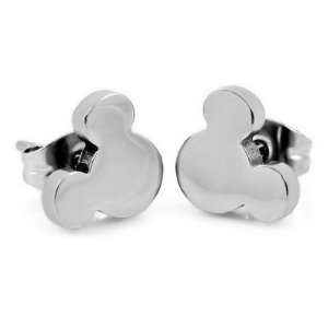   Silver 316l Stainless Steel Mickey Mouse Cute Stud Earrings Jewelry