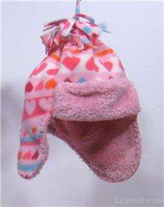 NWT~GAP Girl Fleece Hat Toddler XS/S Pink Heart Cap Sof  