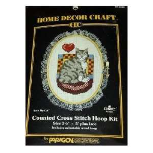  Love My Cat Counted Cross Stitch Hoop Kit Arts, Crafts 