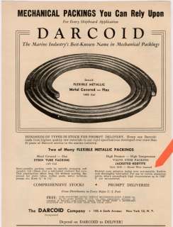DARCOID Asbestos Packings for Marine Service 1954 AD  