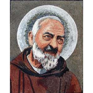    Padre Pio Handmade Marble Mosaic Art Tile Icon