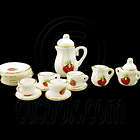 Porcelain Tea Pot Kettle Set Dollhouse Miniature 11pcs