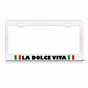  La Dolce Vita Italian Flag Metal license plate frame Tag 