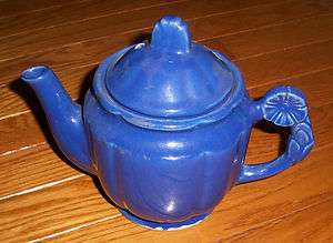 Shawnee USA Blue Teapot   Rosette handle  
