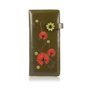  ESPE Mums Green Flowers Large Long Clutch Wallet Coin Card 