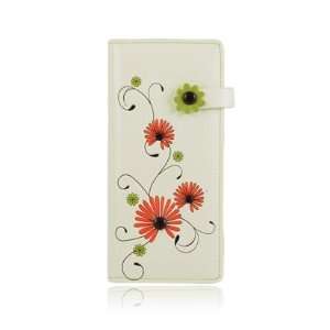  ESPE Mums White Flowers Large Long Clutch Wallet Coin Card 