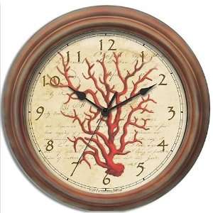  Seashore Wall Clock with Reef Design in Distressed Antique 