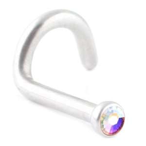 316L Surgical Steel Nose Screw with Stone   AB Crystal Stone. 18g (1mm 