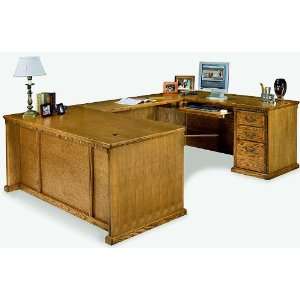  Traditional Oak U Shaped Desk w/Right Bridge Furniture 