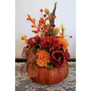  Fall Pumpkin Basket Arrangement