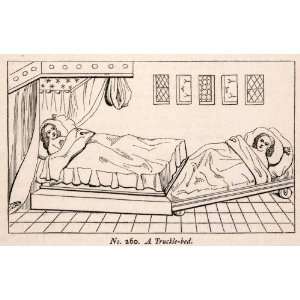   Trundle Bed Wheel Sleep Room   Original Wood Engraving