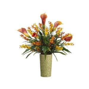   Wx20L Calla Lily/Wildflower in Round Pot Orange Yellow